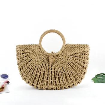 

2018 Summer Rattan Handmade Knitted Round Beach bag Bali Women Circle Straw Bags Butterfly Bohemia Lady Purse Khaki Handbags