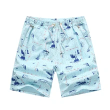 Летние хлопковые Новые повседневные мужские дышащие шорты пляжные шорты с рисунком эластичная резинка на талии брендовая одежда