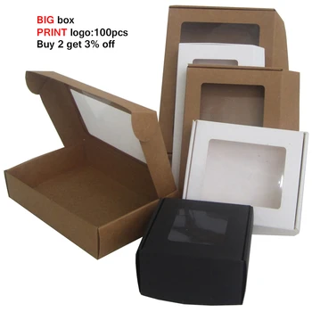 

20pcs Black Big Gift Box Packaging Custom Box Transparent Window Box Large Gift Paper Boxes Paper Cardboard Box For Packaging