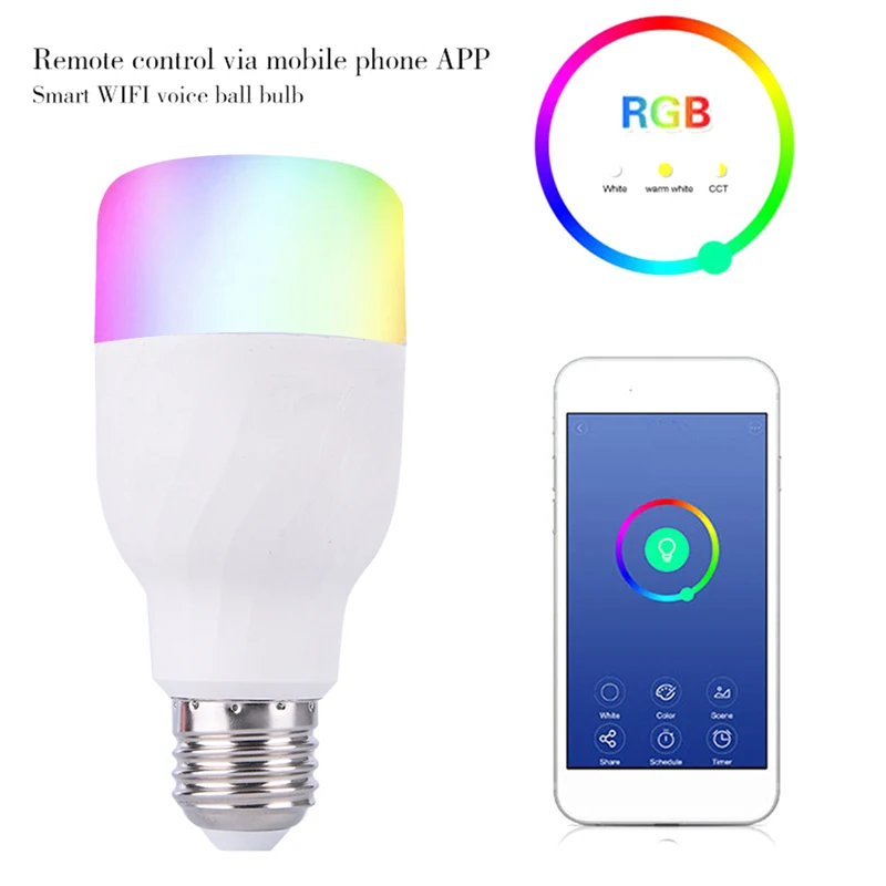 12 W Smart лампы E22/E26/E27 RGB Цвет-изменение светодиодное освещение Wi-Fi лампы для Alexa эхо удаленного Управление/ИК пульт дистанционного Управление