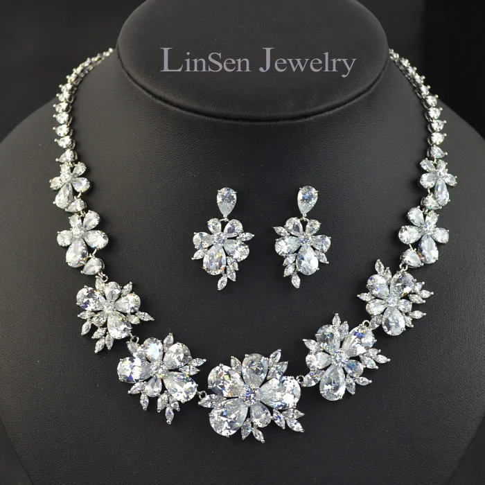 New Design Luxury High Quality Red Green White Blue Flower Bridal New Design Luxury High Quality Red Green White Blue Flower Bridal Wedding Jewelry Sets Necklace Earring Set For Brides In From