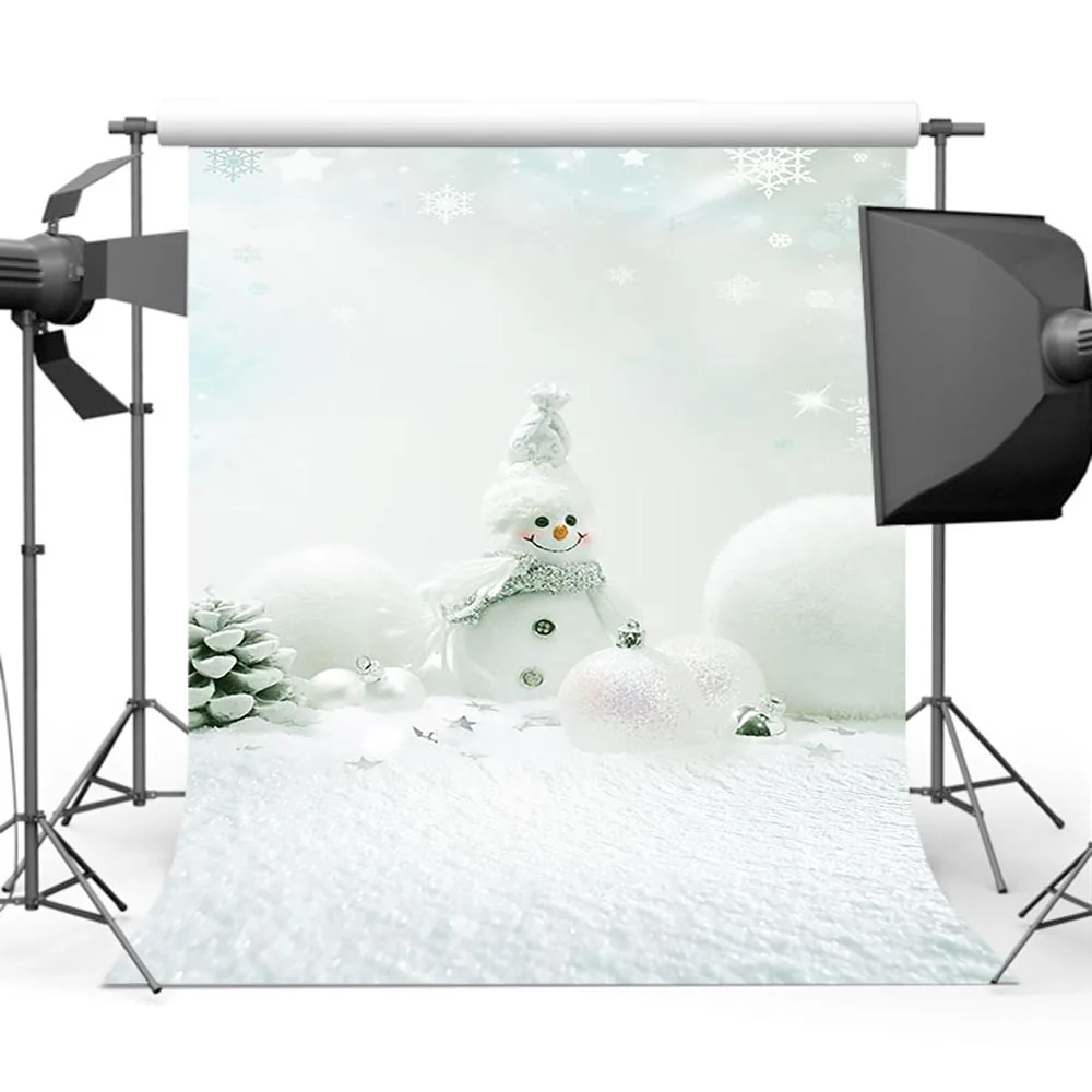 

Mehofoto White Snow Photography Background Snowman Backdrop for Photographers Studio HG-257