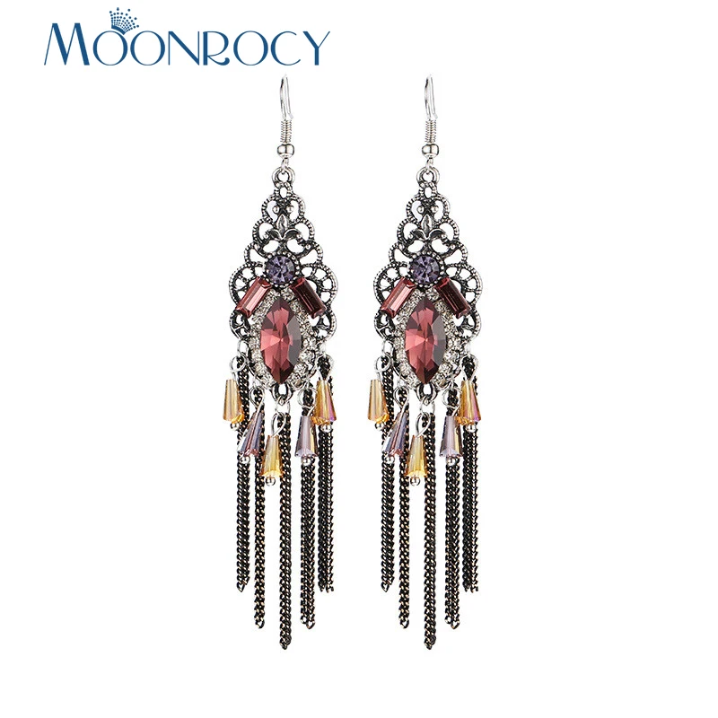 Винтажные серьги MOONROCY для женщин Висячие синие красочные богемные праздничные
