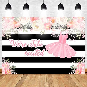

Birthday Newborn Photo Background Princess Dress Baby Party Banner Backdrop Flowers Stripes Tutu Ecxited Theme Style