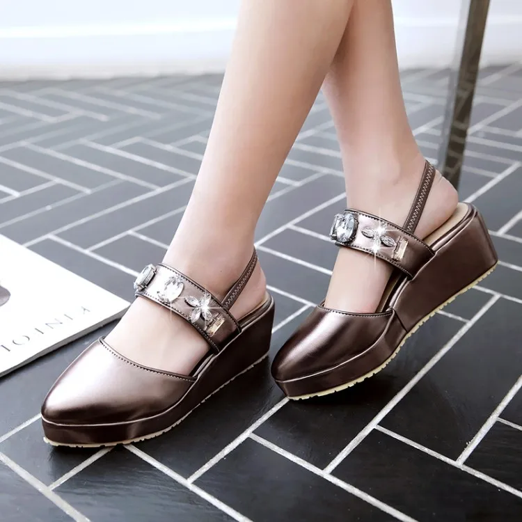 Crystal Gladiator Sandals 2017 New Creepers Platform Wedges Summer Casual Slingback Shoes For Woman Big Rhinestones High Heels (14)