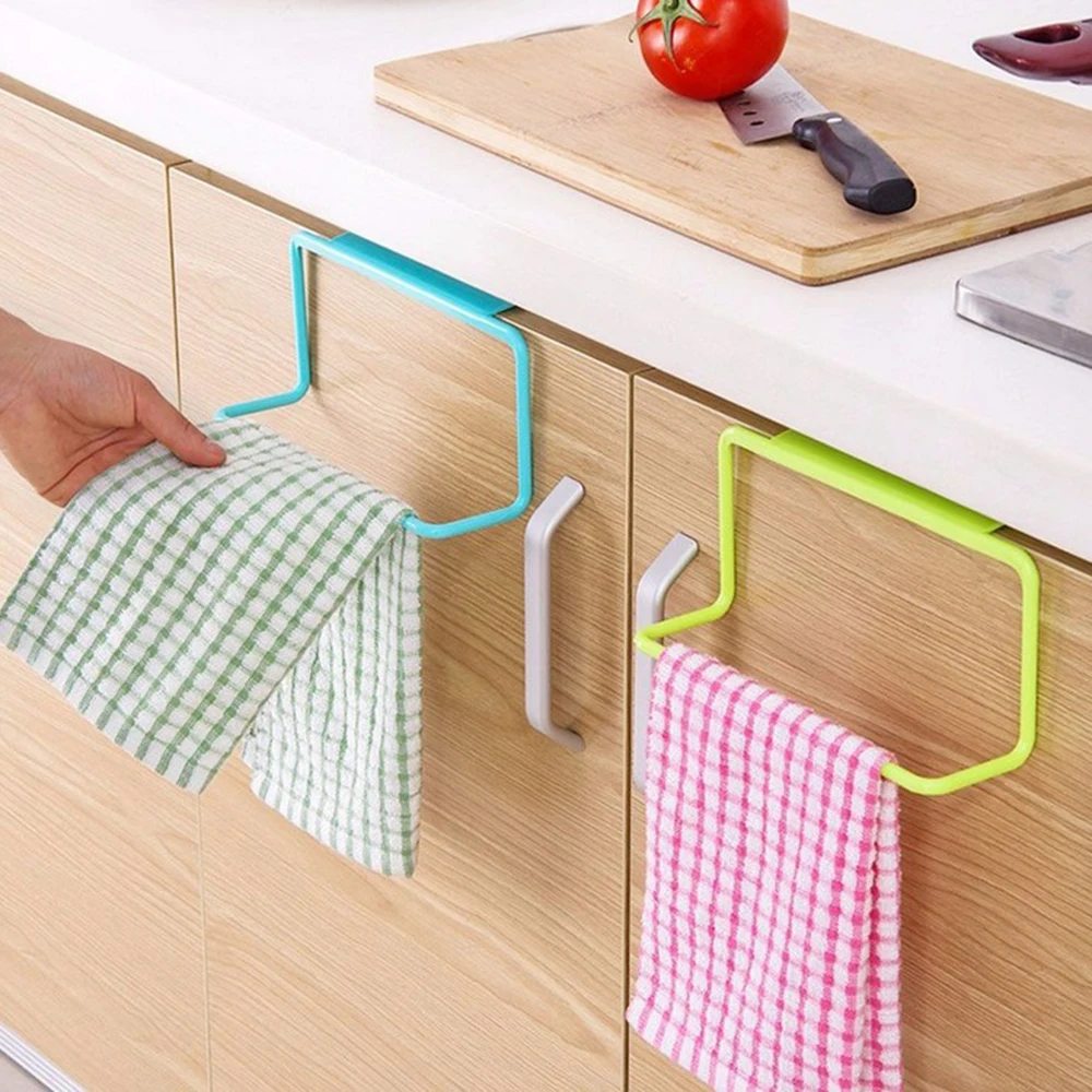 

Bathroom Towel Holder Cabinet Door Back Towel Holder Mul-function Plastic Towel Hanging Rack For Bathroom Kitchen