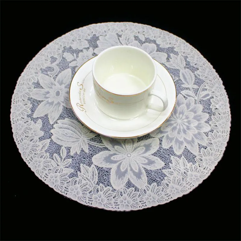 

30cm Circle Coasters Plastic Transparent Crystal Lace Pad Slip-resistant Table Mat Insulation Pad Placemat Dining Table Mat