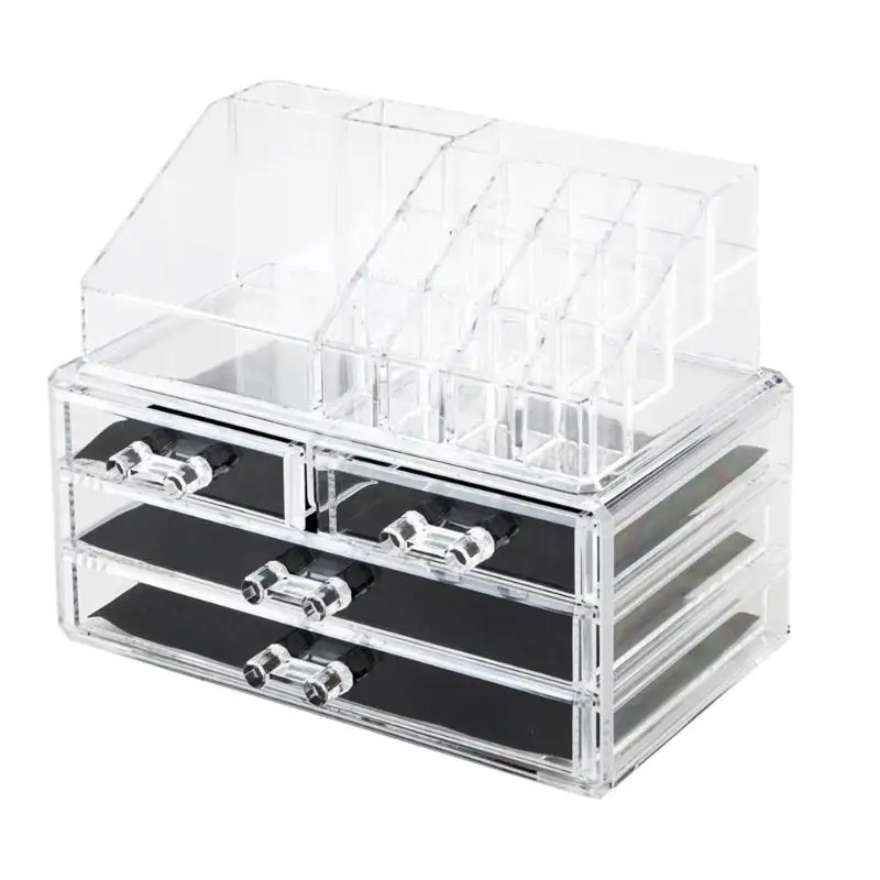 

1PC Transparent Acrylic Makeup Storage Shelf Cosmetics Brush Eyeshadow Pencil Lipstick Display Storage Rack with 4 Drawers