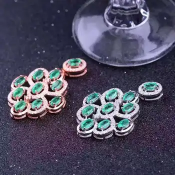 Beautiful natural emerald pendant 10 pcs 3*5mm emerald 2 ct gemstone solid 925 silver emerald necklace pendant gift for wife