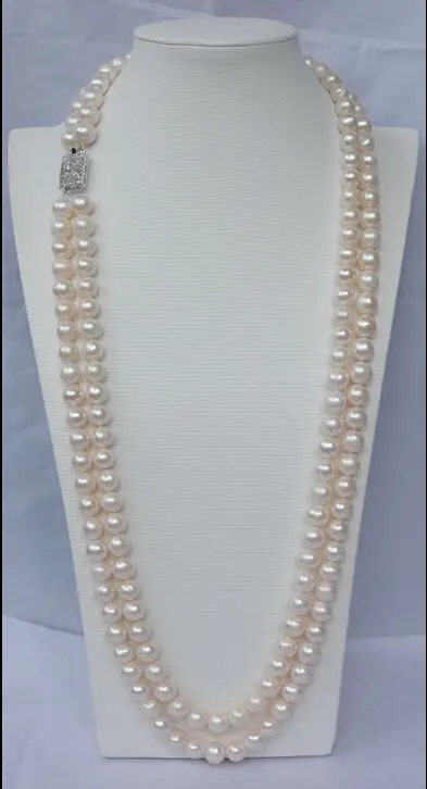 

2 ROW 9-10MM WHITE AAA++ AKOYA SOUTH SEA PEARL NECKLACE 25-26 INCH t (9.13)