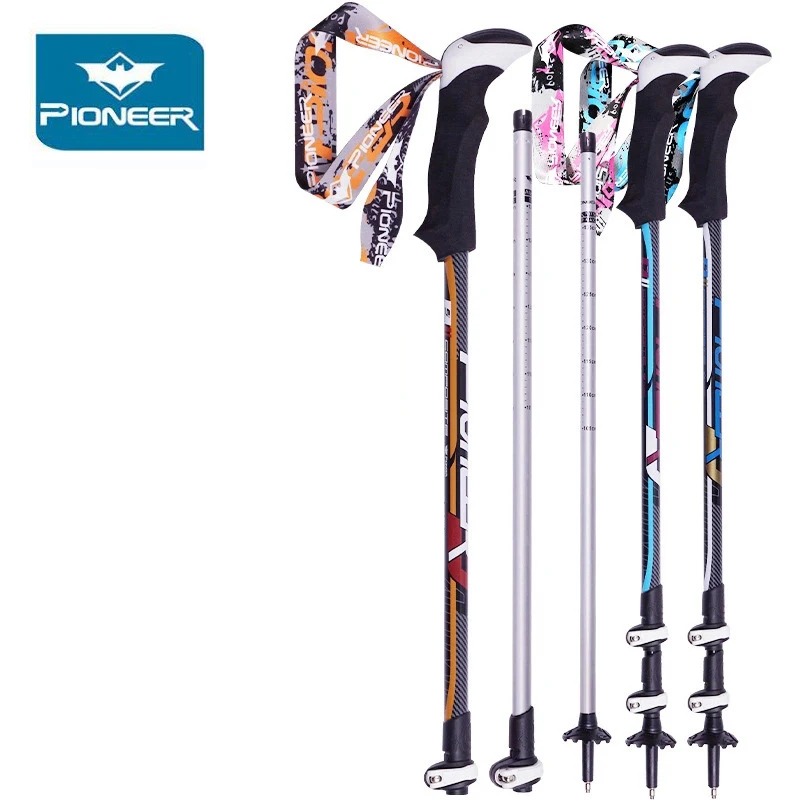 

2 Pcs/lot Pioneer Telescopic Nordic Walking Sticks Trekking Poles 7075 Aluminum Climbing Hiking Stick Ultralight Walking Cane