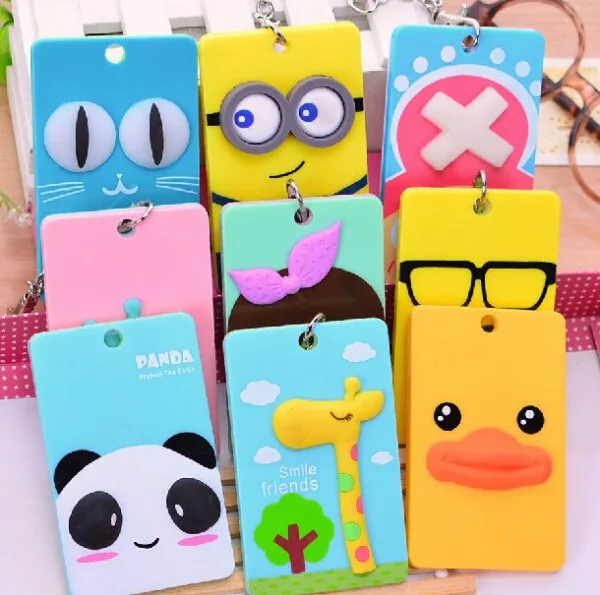 

PVC Badge Holder & Accessories ID Card Holder Lovely 3D Cartoon Credit Card Bus Door Card Case+Key Holder For Men & Women