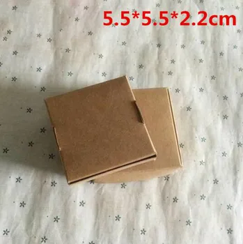 

50pcs 5.5*5.5*2.2cm Brown Kraft Paper Box Natural Kraft Paper Gift Packaging Box Handmade X-mas Paper Cardboard Box