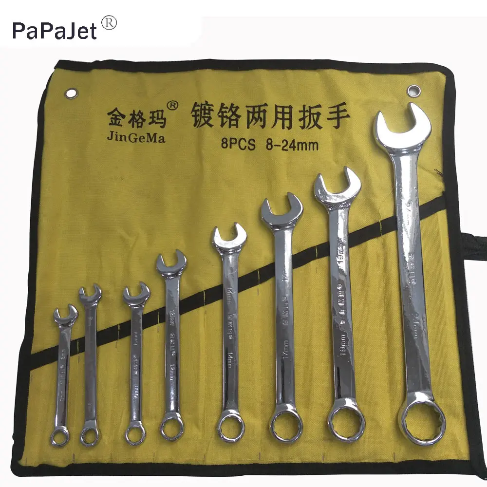 

8pc 8-24mm Ratchet Combination Wrench Set Torque Gear Spanner Wrenches Set and A Set of Key Hand Tools Top Quality