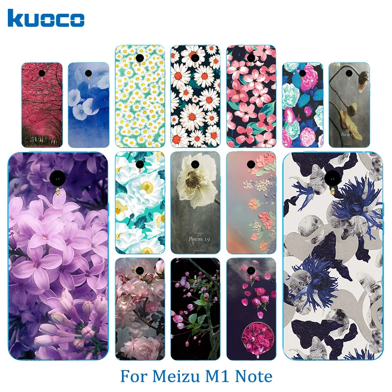 5.5 Inch for Meizu M1 Note Phone Cases Silicon Soft TPU NOTE Meilan 1 Blossom Pattern Matte Protect Back Cover |