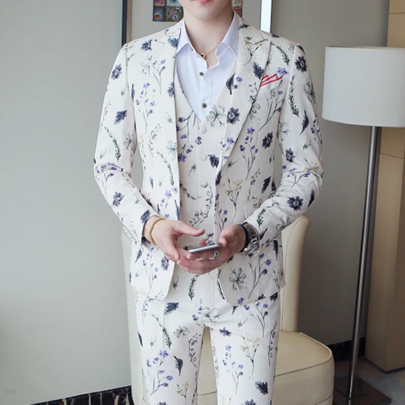 Европейский станция полиэстер мужской костюм Британский костюм Корейская версия тенденции молодежи тонкий красивый повседневный костюм