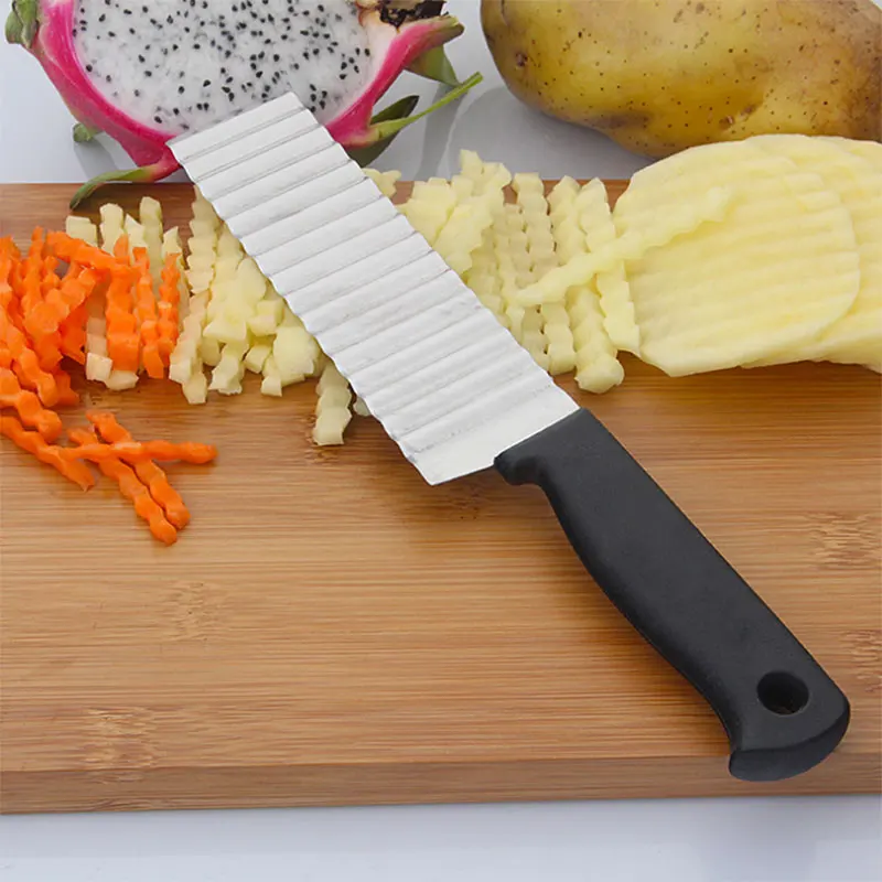 Potato Crinkle Cutter Stainless Steel Serrated Slicing Fruits Vegetable