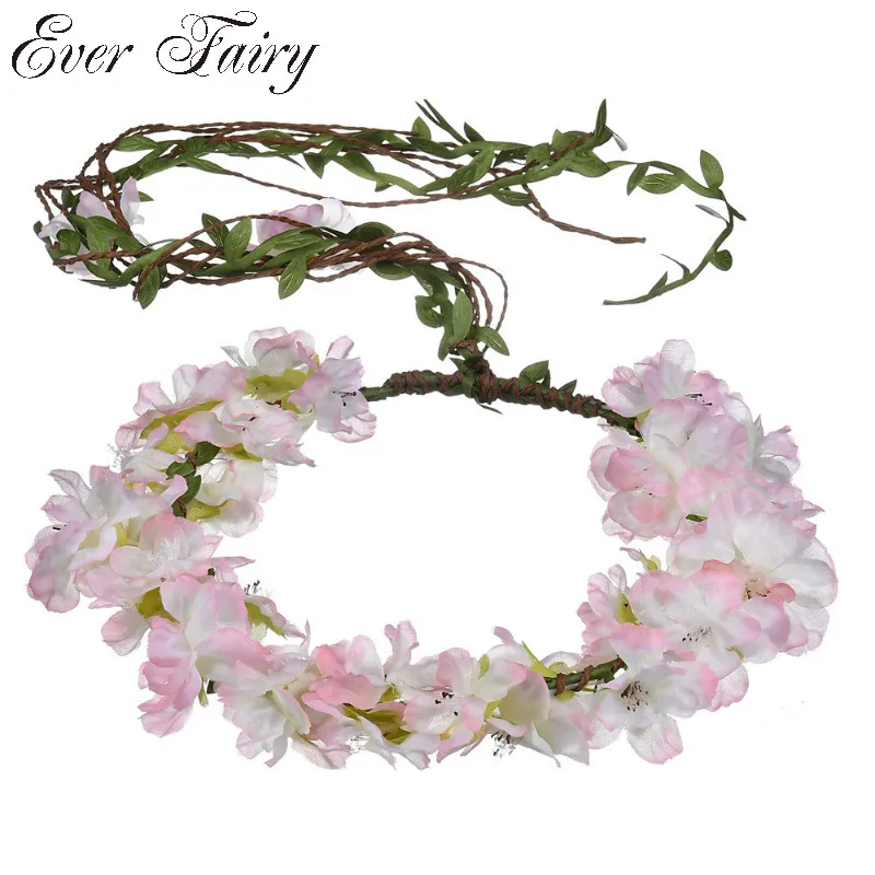 

Cherry Blossoms Flower Crown For Women Flower Headband Crown Hair Accessories 2019 NEW Arrival