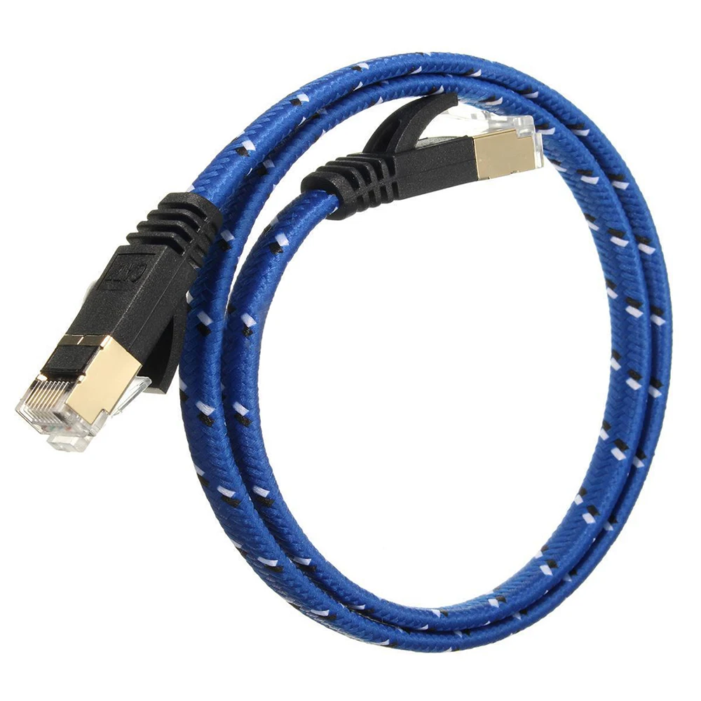 

HFES New 50cm Braided CAT-7 10 Gigabit Ethernet Cable Modem Router Patch RJ45 LAN Network Blue