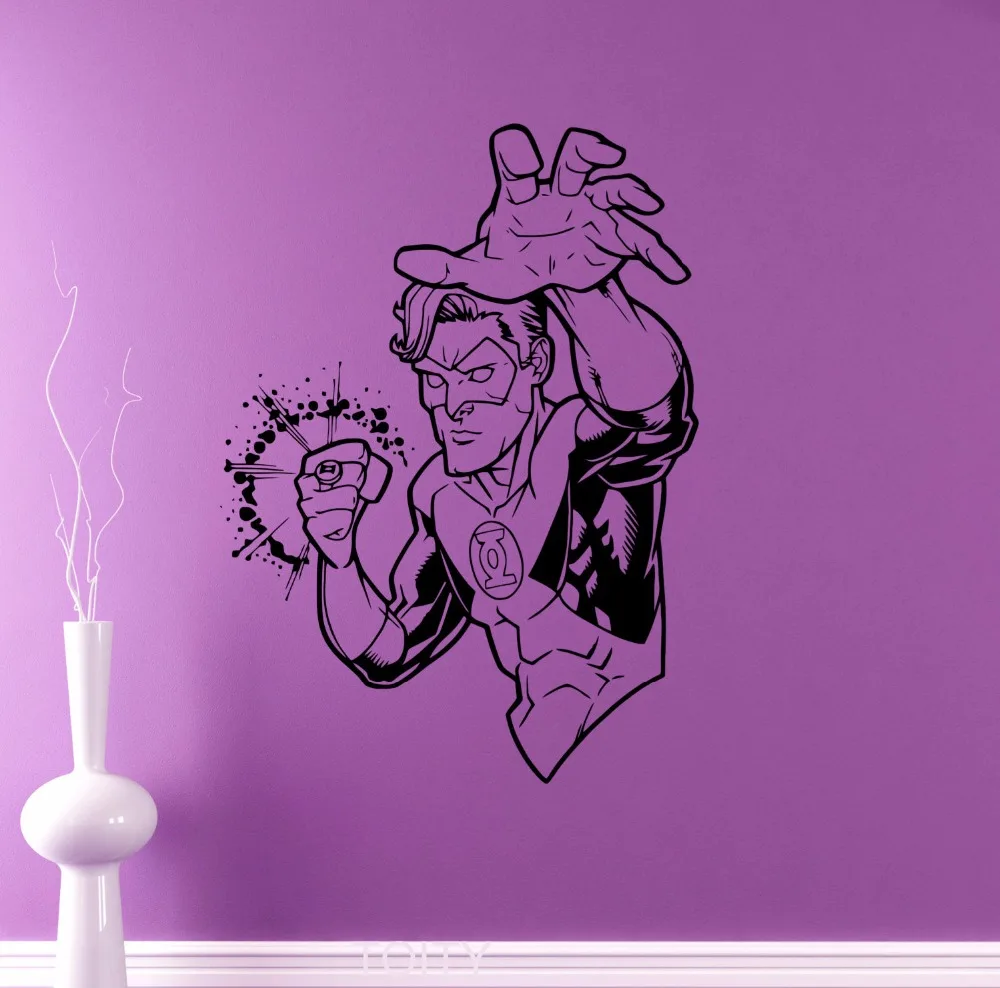 cheap Green Lantern Wall Sticker Superhero Comics Cool Vinyl Decal Home Interior Bedroom Decor Kids Room Nursery Removable Mural