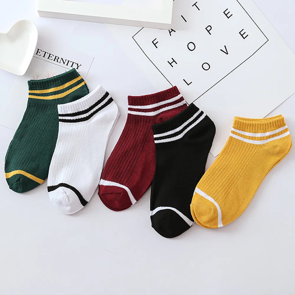 1 пара женских носков удобные хлопковые носки унисекс в полоску короткие Chaussettes