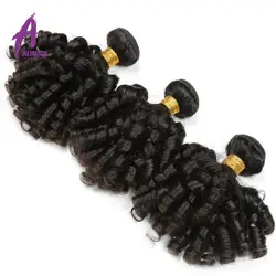 Alimice Надувной вьющиеся волосы пучки бразильских локонов Weave Связки 100% человеческие волосы Связки натуральный цветные волосы Реми Weave 3
