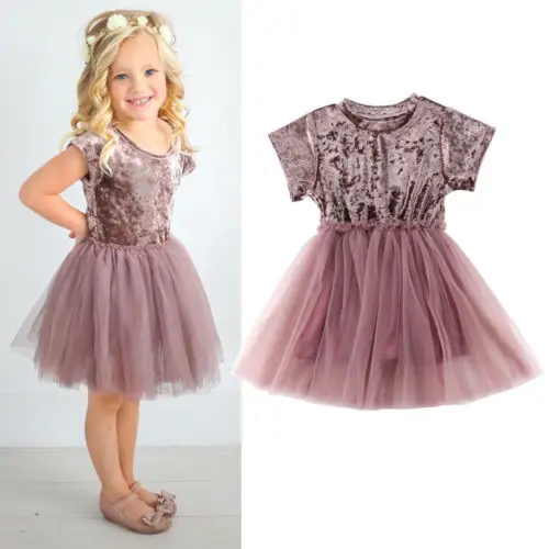2018 New Summer Kids Baby Girl Princess Ligh Purple Velvet Dress Child Girls Wedding Pageant Party Tutu Tulles Dresses Clothes | Детская