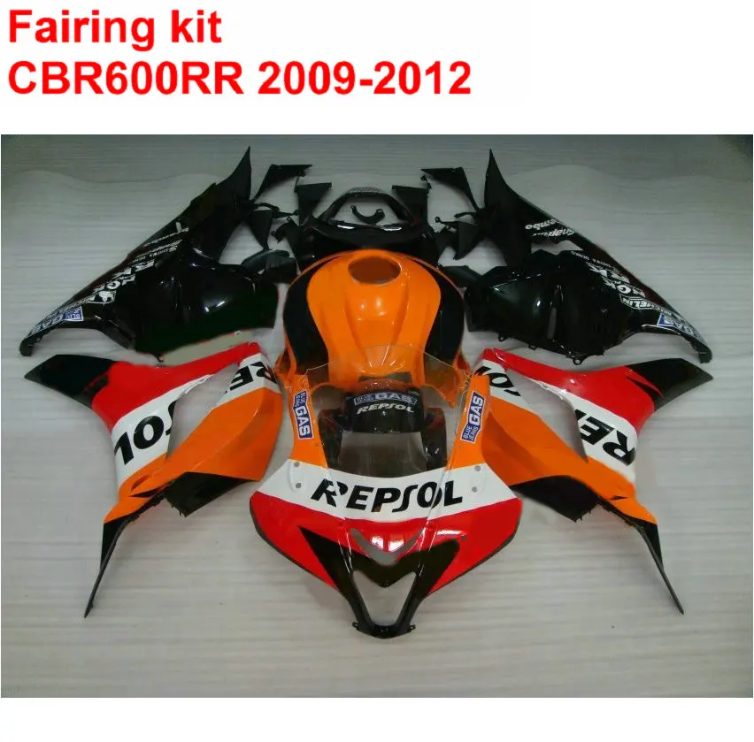 Injection molding Fairing kit for HONDA cbr600rr 2009 2010 2011 2012 CBR 600 RR black orange REPSOL fairings 09 10 11 12 LK10 Injection molding Fairing kit for HONDA cbr600rr 2009 2010 2011 2012 CBR 600 RR black orange REPSOL fairings 09 10 11 12 LK10