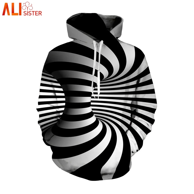 Alisister 3d Hoodies Vortex Print Hoody Sweatshirt Men Women Plus Size
