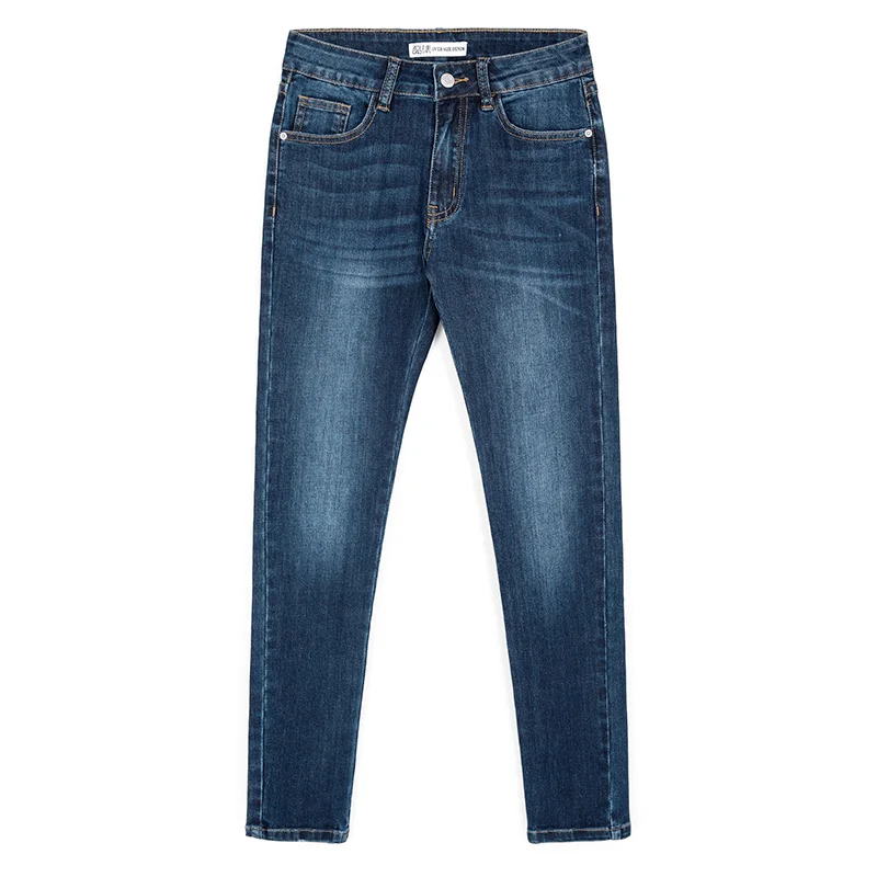 LEIJIJEANS Новинка осени повседневный стиль темно синие средняя талия полная длина