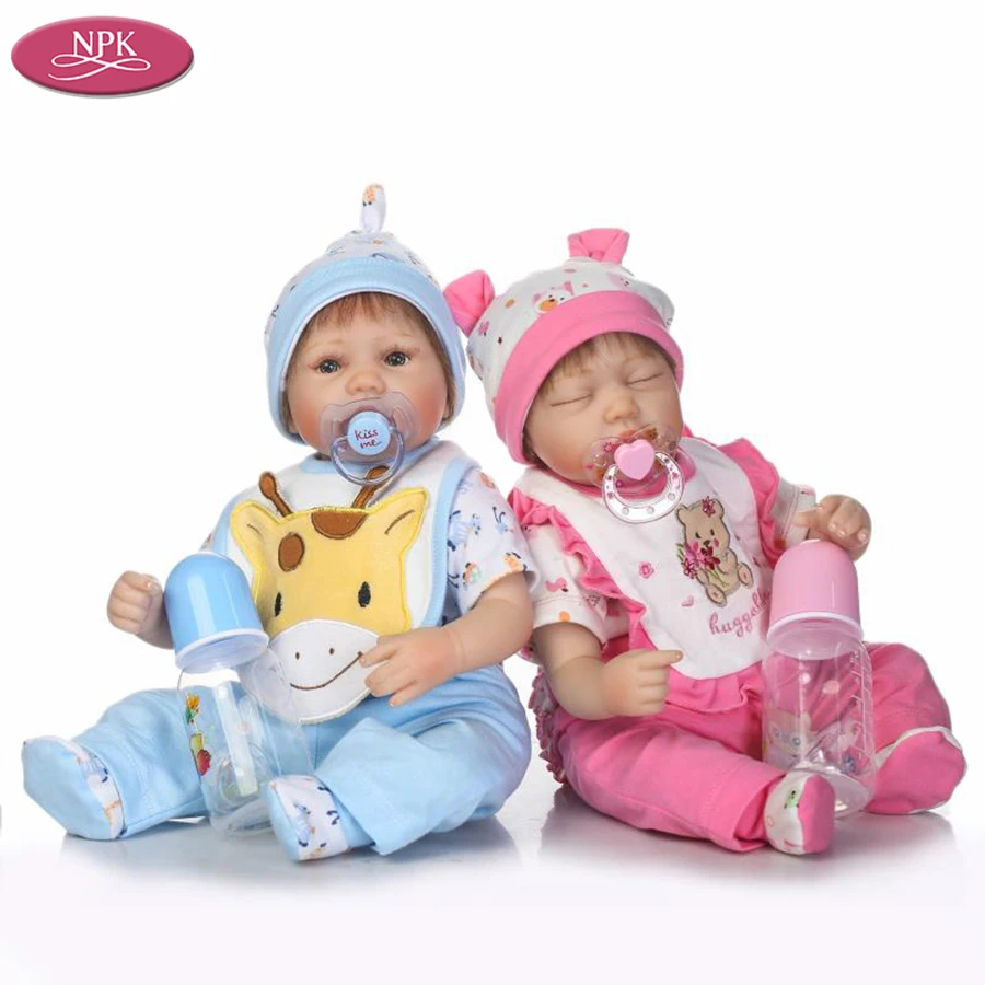 

NPK 40CM Soft Body Silicone Reborn Baby Doll Toy For Girls Lifelike Newborn Girl Babies Twins Child Bedtime Early Education Toy