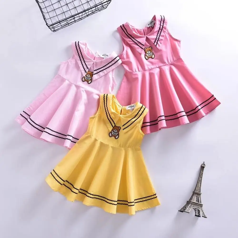 

Toy Bear Pattern Quality Delicate Girls Summer Dress Cotton Children's Clothing