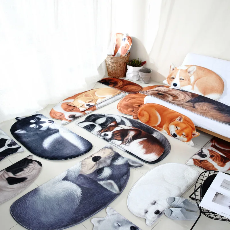 Милый спальный собака коврик в прихожую двери коврики 3D печатных ковры для гостиная спальня Нескользящие Tapete 2 размера
