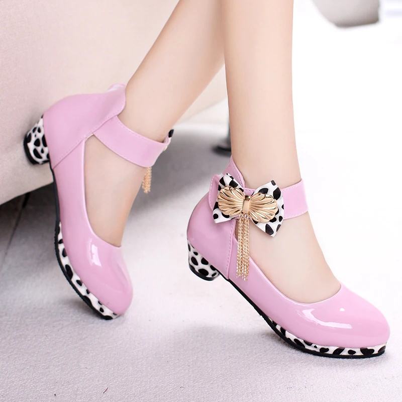 

Princess Party Baby Girls Shoes Crystal Shoes Leopard Stripes Bowknot Latin Dance Sneakers Kids Student Cute Children Shoes
