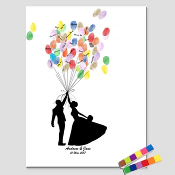 

1pcs Personalized Custom ride And Groom Wedding Guestbook Fingerprint Sign Names and date Engagement Party & Wedding Decoration