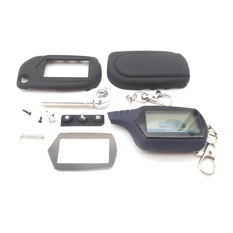 

Anti-theft System A91 LCD Remote Controller + A91 Key Case Keychain for Starline A91 A61 B9 B6 uncut blade fob case cover