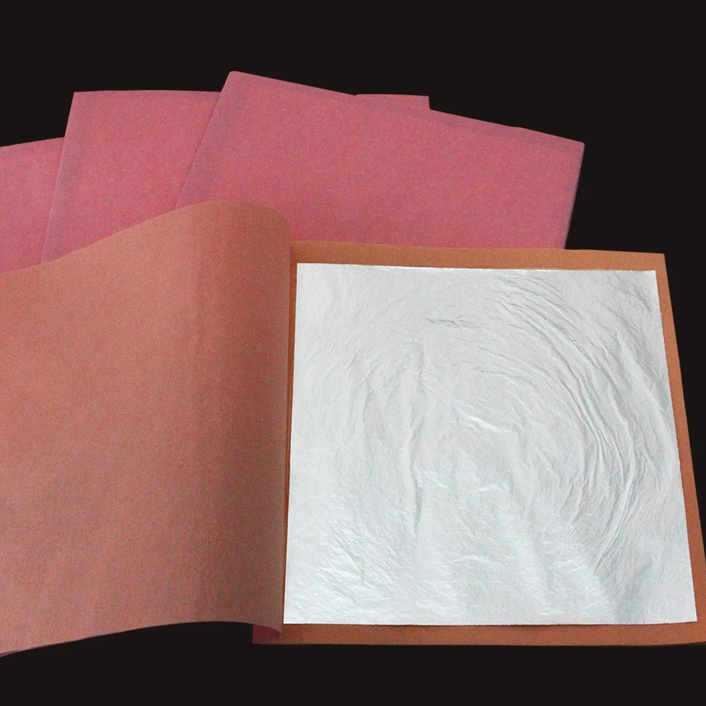 

100pcs 9.5cm Edible Silver Leaf 99.99% Real Silver Foil 4x25pcs/per Booklet,for Food Cake Decoration Crafts Paper Edible Sheets