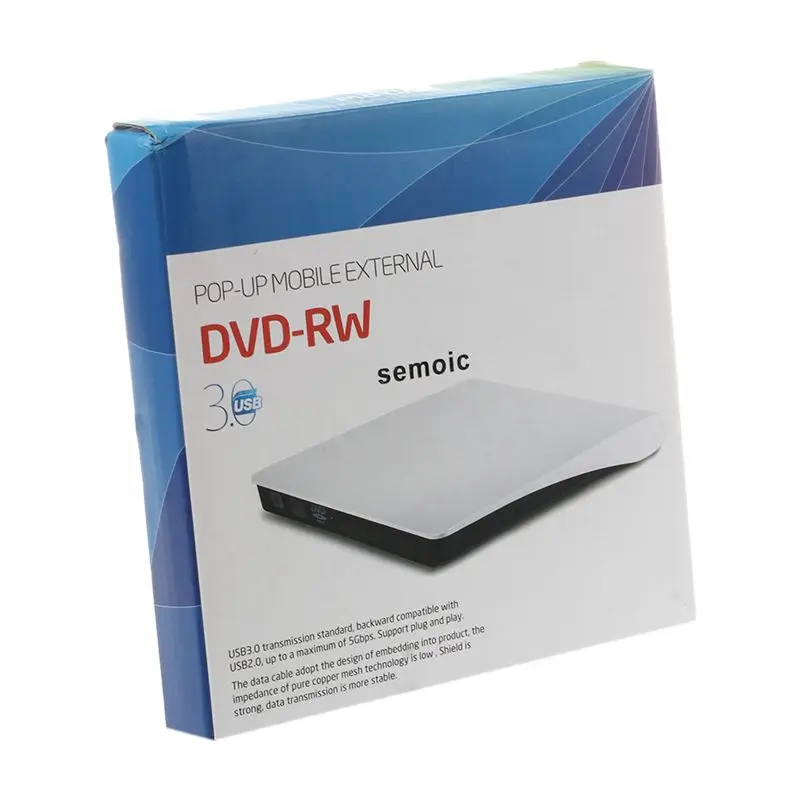 Semoic USB 3,0 Мобильный Внешний чехол для 12,7 мм SATA CD DVD BD-ROM BD-RE привод BK