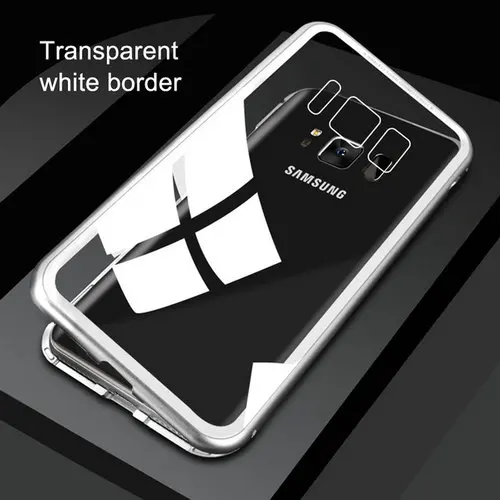 Clear White Флип-кейс для samsung Galaxy S10 Plus S10e A7 чехол Магнитный адсорбционный стеклянный чехол для телефона samsung S8 S9 Plus Note 8 9 - Цвет: Clear White