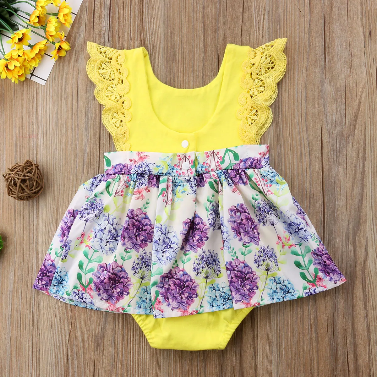 الوليد طفلة الملابس شقيقة مطابقة الأزهار بذلة رومبير اللباس الكشكشة الزي مجموعة ملابس اطفال بنات 0-6 طن