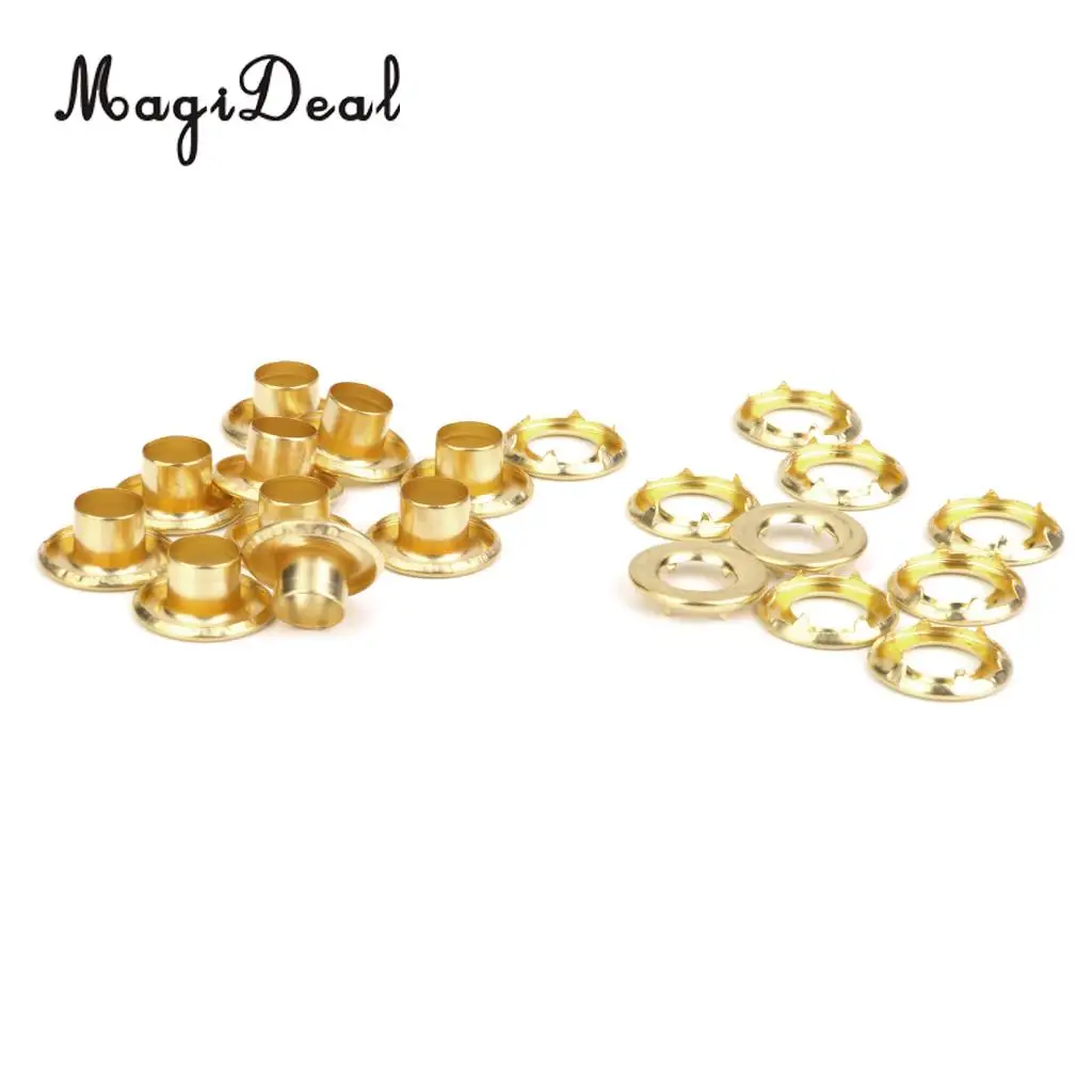 MagiDeal 10 Pieces Copper Tent Awning Grommets Tarp Eyelets Replacement Kit Gold for Camping Hiking Jeans Clothes Accessories