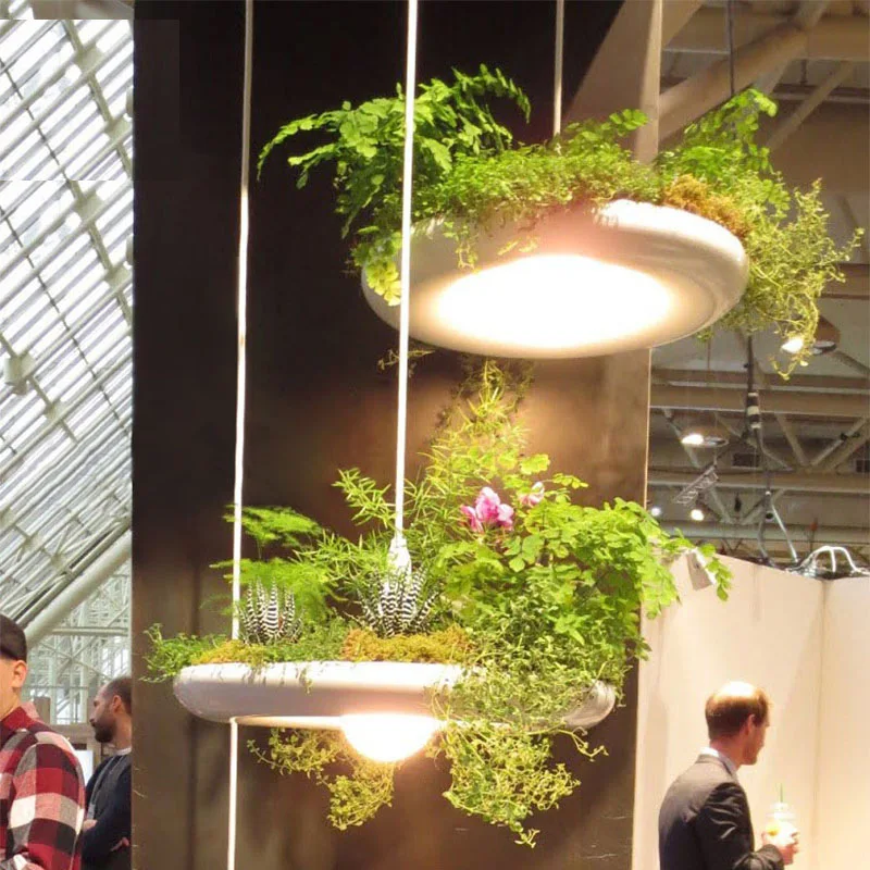 

Modern Nordic Pendant Lamp Aluminum White Plant Hanging Garden Light Bar Restaurant Kitchen Cafe Creative E27 Lighting Fixture