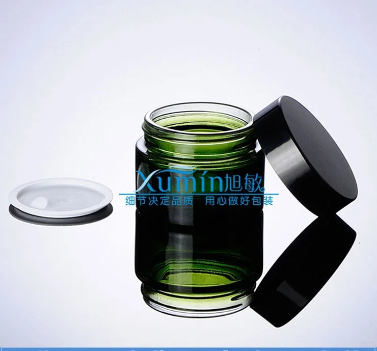 Download 50g green glass cream jar with black aluminum lid, 50 gram ...