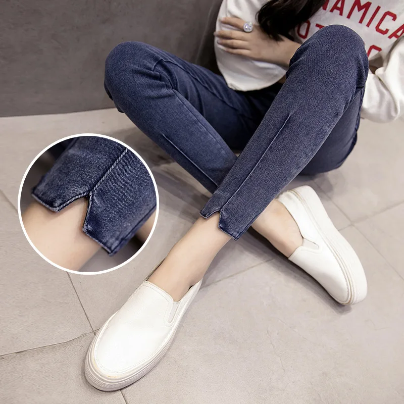 

High Waist Denim Pencil Pants Elastic Large Size Jeans Pregnancy Jean Capris Pregnant Spring Clothes Maternity Denim Pants 2019