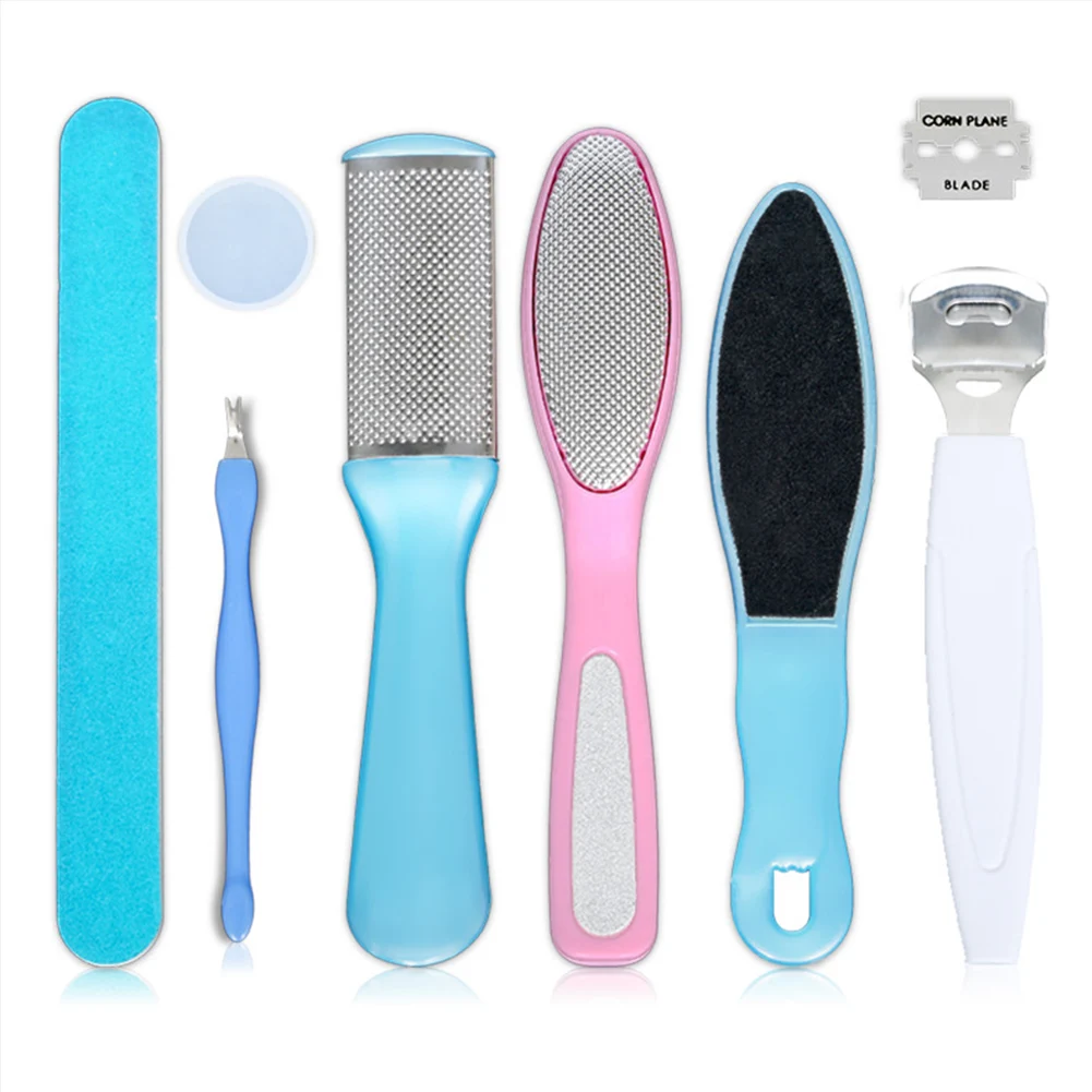

8Pcs/Set Nail Foot Care Tool File Dead Hard Skin Callus Remover Scraper Pedicure Rasp Portable Cuticle Pusher CW29