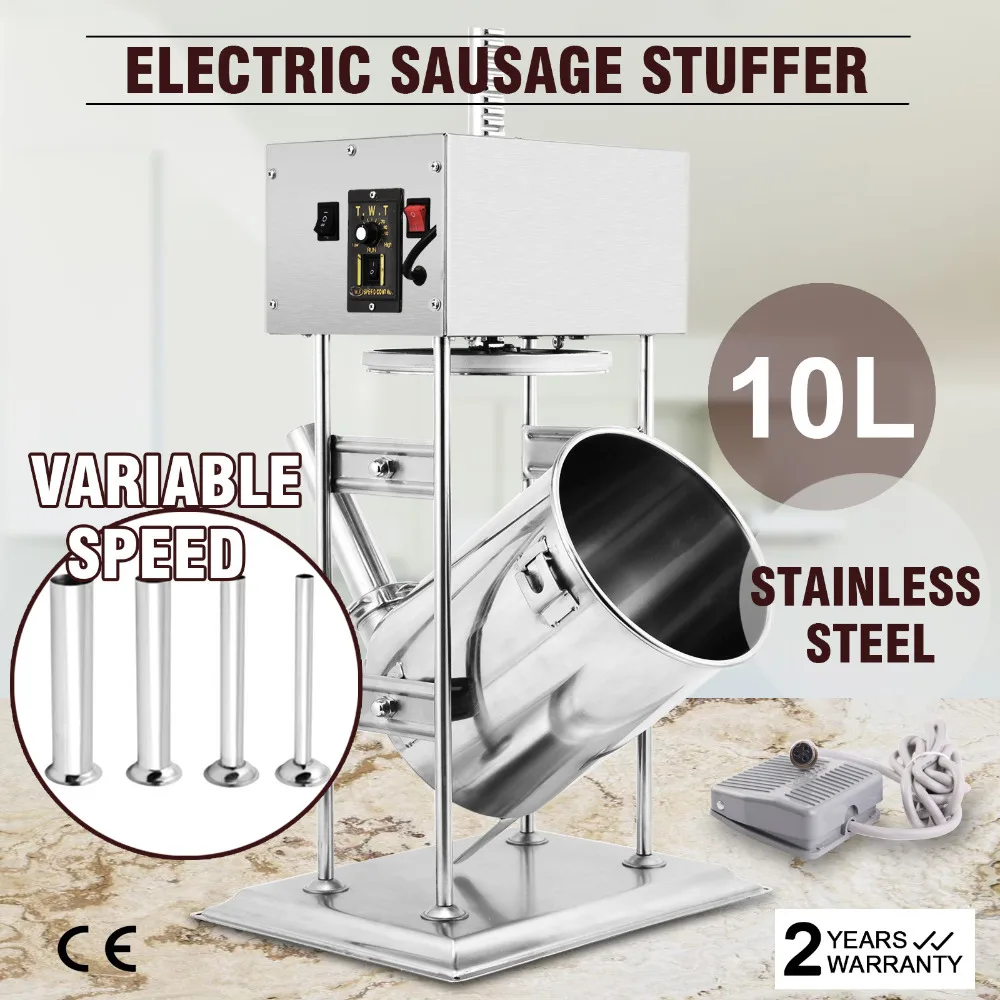 

US Stock COMMERCIAL ELECTRIC 10L 25LBS VERTICAL SAUSAGE FILLER STUFFER MEAT MAKER 304 STAINLESS STEEL