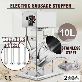

US Stock COMMERCIAL ELECTRIC 10L 25LBS VERTICAL SAUSAGE FILLER STUFFER MEAT MAKER 304 STAINLESS STEEL