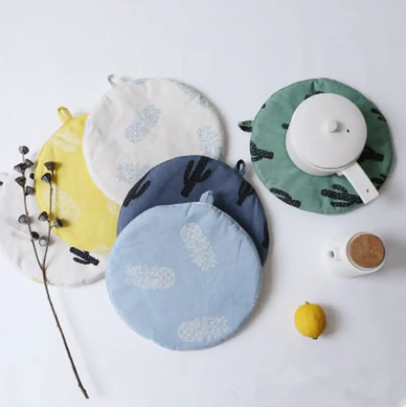 

1pc Anti-skid Insulation Cotton Round Table Mat Potholder Drink Coasters Kitchen Mat Hot Pot Place Mats for Pot