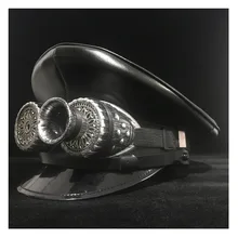 Черная кожаная кепка для ночного клуба из Германии с козырьком, армейская шляпа, кортические армейские кепки, шапка для косплея, шляпа на Хеллоуин, размер M, L, XXL