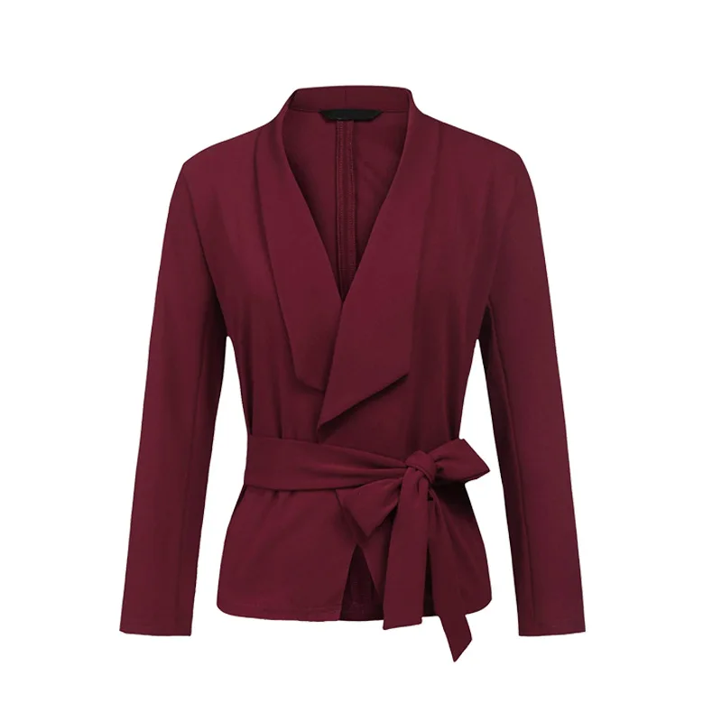 

2019 Spring Autumn Jacket Womens Blazers Korean Black White Long Sleeve Slim Cardigan Blazer Casual Suit Jacket Belt